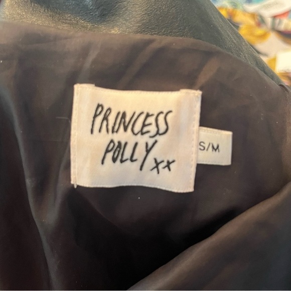 Princess Polly Next In Line Faux Leather Biker Jacket Black Moto Oversized S/M - Picture 9 of 11
